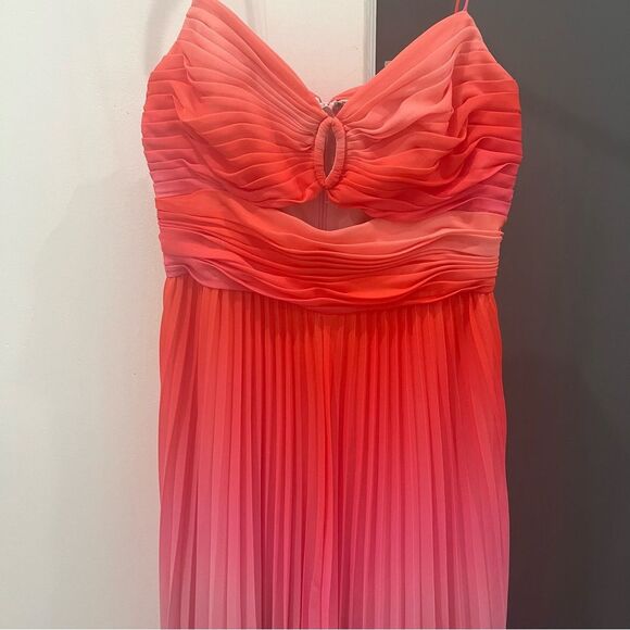 AMUR Maxi Gown Dress Pink Blue Emmett Pleated Ombre Gradient Sleeveless size 6 - Picture 3 of 11